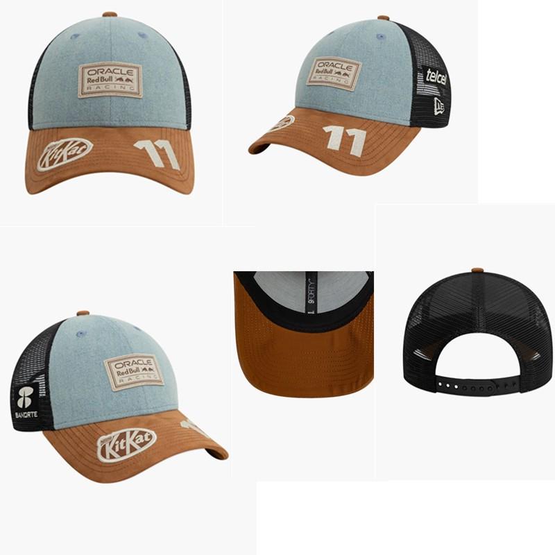 Boné da Equipe Red Bull Racing Verstappen Perez Mesmo Estilo Mistura de Algodão e Linho Chapéu de Basebol Masculino Feminino Todas as Estações Chapéu de Moda