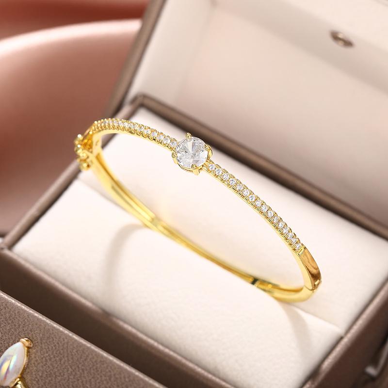 Xiaomi Huitan Fashionale Women's Cubic Zirconia Bangle Silver Color/Gold Color Modern Statement Female Hand Accessories Trendy Jewelry