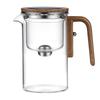 Glass Teapot With Strainer 600ml/ 800ml Wooden Handle Tea Cup One Click Magnetic Switchs Tea Water Separation Tea Maker Kettle