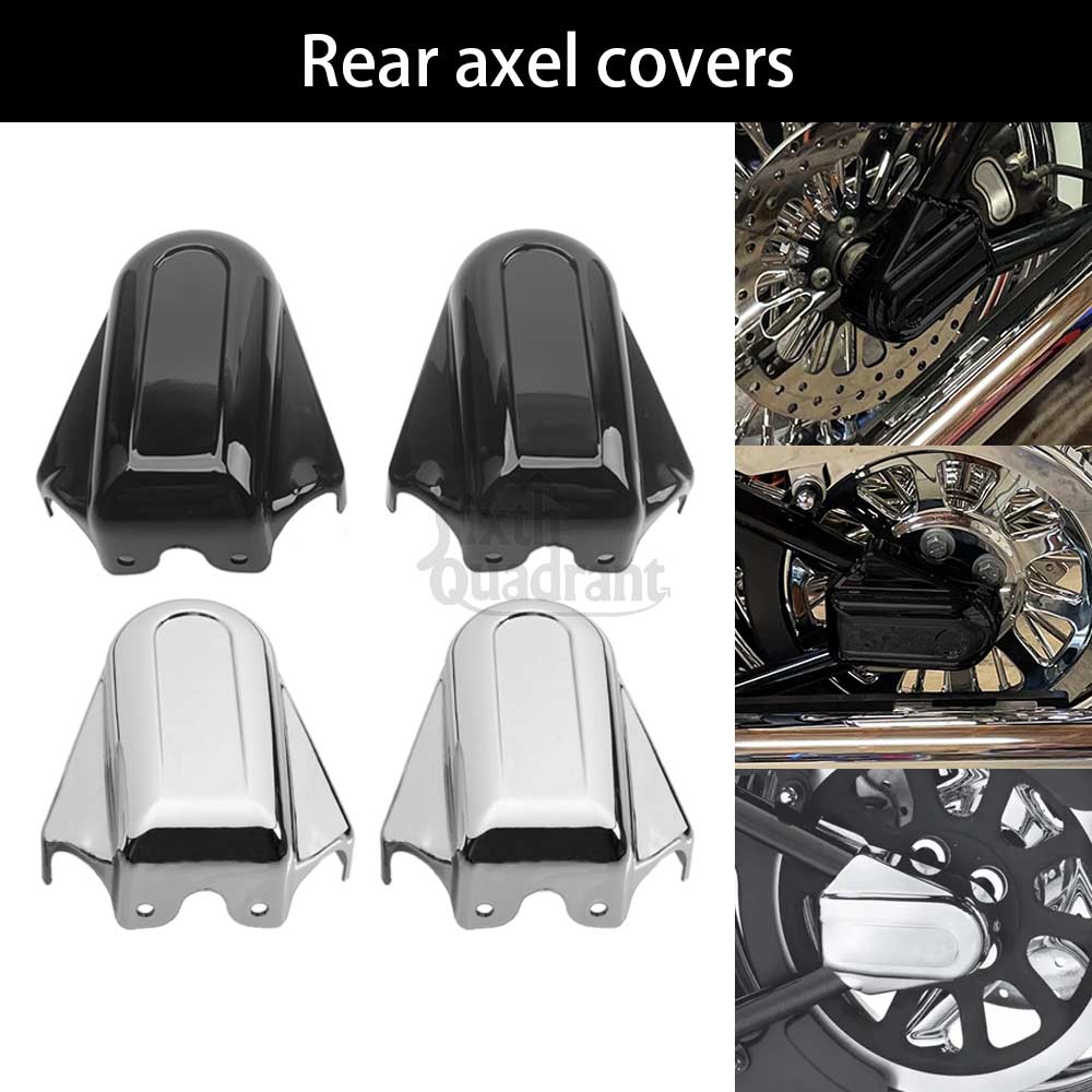 Motorcycle Black Chrome 1 Pair Rear axel Covers and Necessary Mounting Hardwares Accessory For Harley Softail models 2008-later