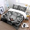 Close-Up Of White Tiger, Bright Green Eyes Print Soft Comfortable Duvet Cover Bedding Set Included 1*Duvet Cover 2*Pillowcases