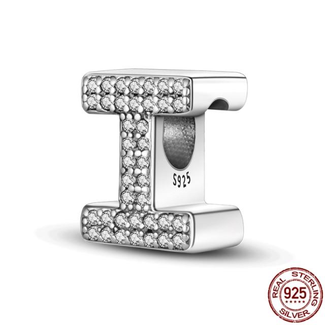 100% Real 925 Sterling Silver Letter Alphabet A-Z Charm Name Bead Fit  Bracelet Pendant Jewelry