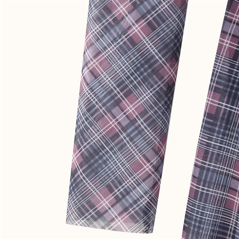 Spring 2025 Women's Slim Casual Plaid Pleated Backless Dress