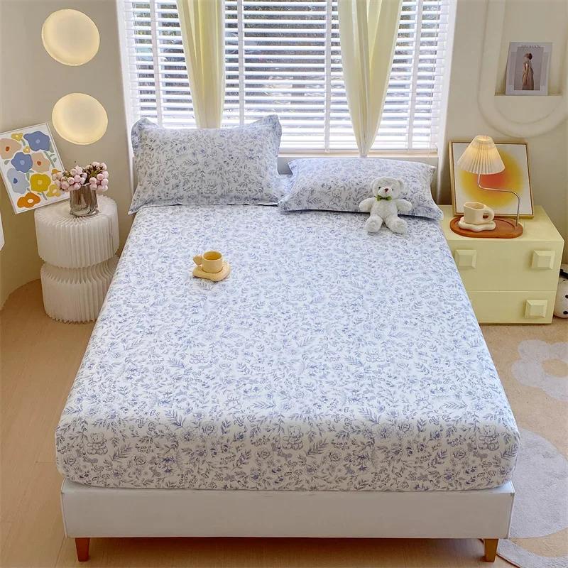 

Мягкая простыня с принтом, простыня на резинке, 100% хлопок, покрывало для кровати, односпальное/двуспальное белье, защитное покрытие для постельного белья (Нет наволочки 100x200x25cm 1pc