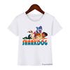 2024 Summer T-Shirt For Kids Funny Sharking With Sharkdog Cartoon Print Children'S Tshirt Boy Clothes White Shortsleeved Tops