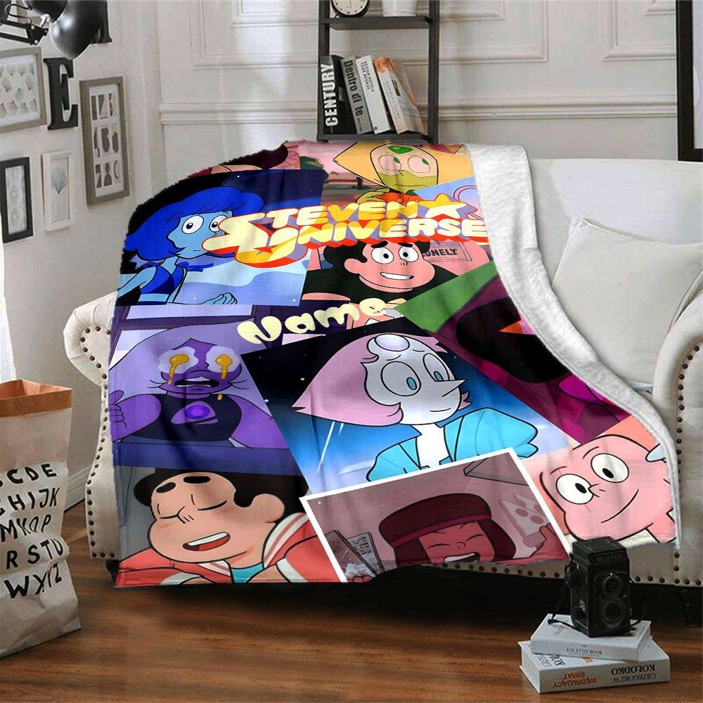 Steven Universe Characters Collage Multi Purpose Personalized Blanket Personalized Name Soft Cozy Perfect For Sofa Couch Office Bed Picnics Ideal For
