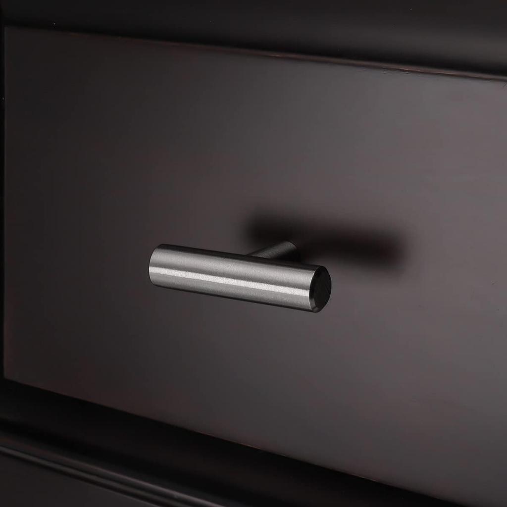 Gobrico 15 Pack Satin Nickel Single Hole T bar Kitchen Cabinet Handles Knobs Stainless Steel Cupboard Drawer Dresser Pulls Overall Length 50mm/2in