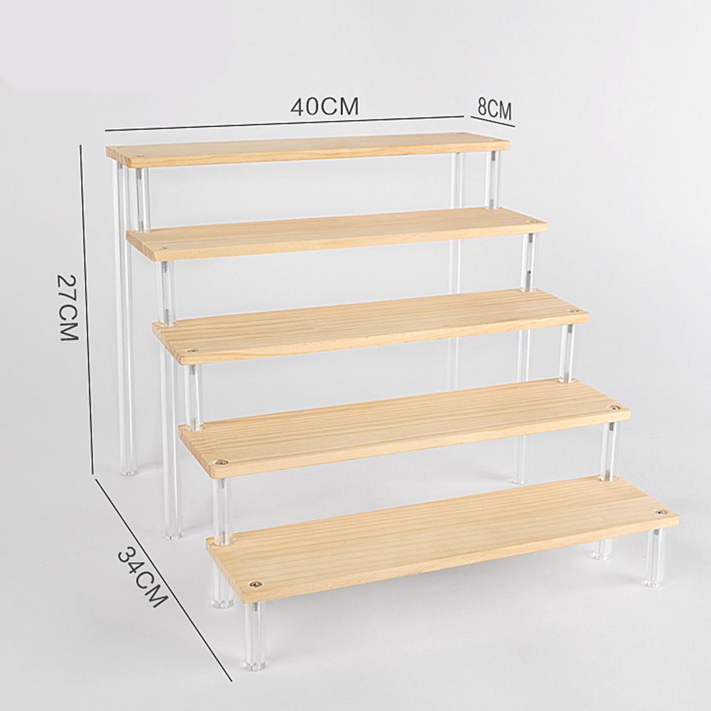 Acrylic Display Rack Wooden Ladder Rack Cosmetics Storage