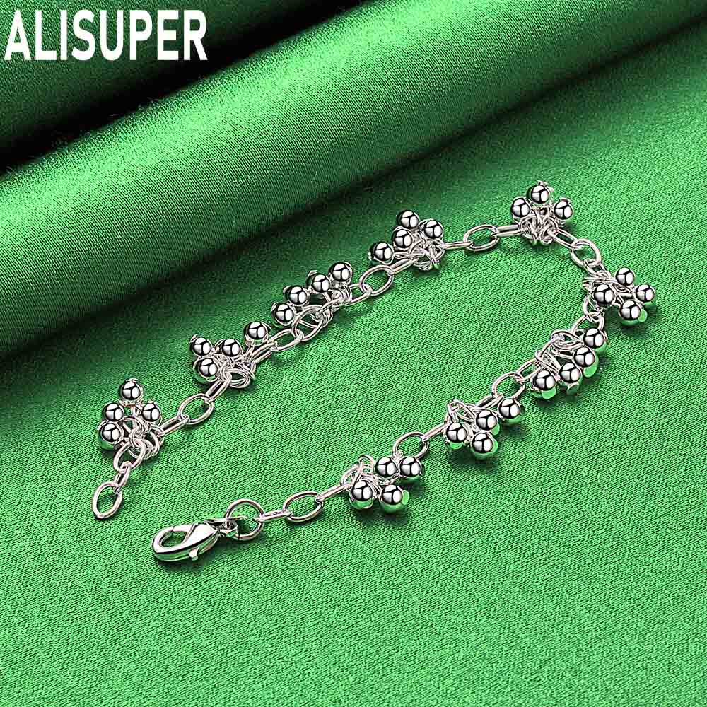 925 Sterling Silver Multi-Cluster Tassel Bead Bracelet - Exquisite Gift Jewelry