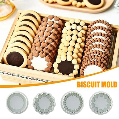 3D Flower Cookie Cutter Mold Chocolate Sandwich Jam Biscuit Cutters For Baking Plastic Cookie Stamps Fondant Cookie Press Molds