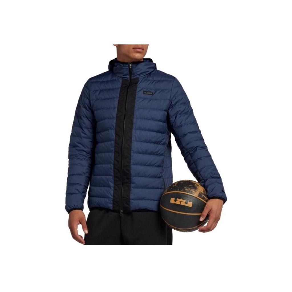 Nike Color-Block Logo Patch Lightweight Hooded Down Jacket Men Outerwear Dark-Blue 927217-410