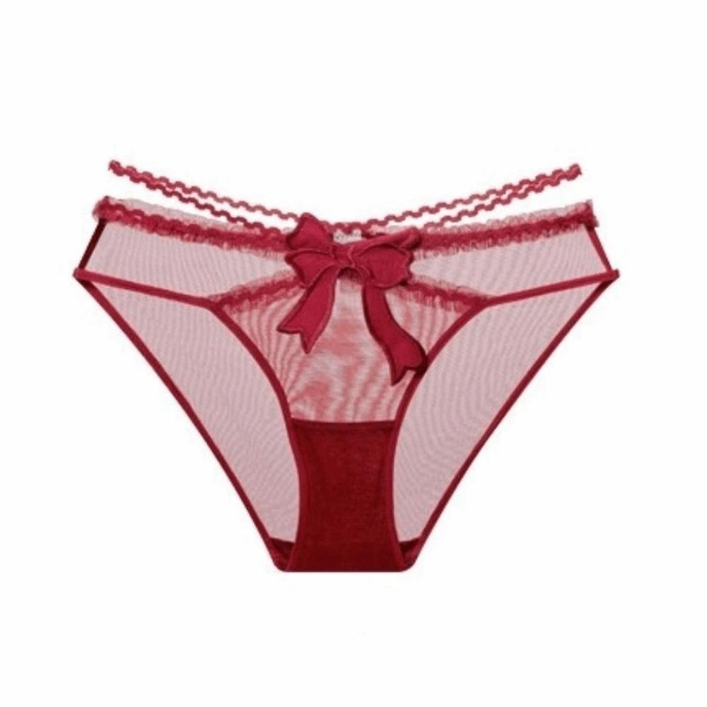 Mesh Women Underwear Hollow Bow Lace Panties Female Lingerie Lace Briefs  Lady