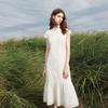Sancai New Chinese Style Jacquard Patchwork Midi Dress