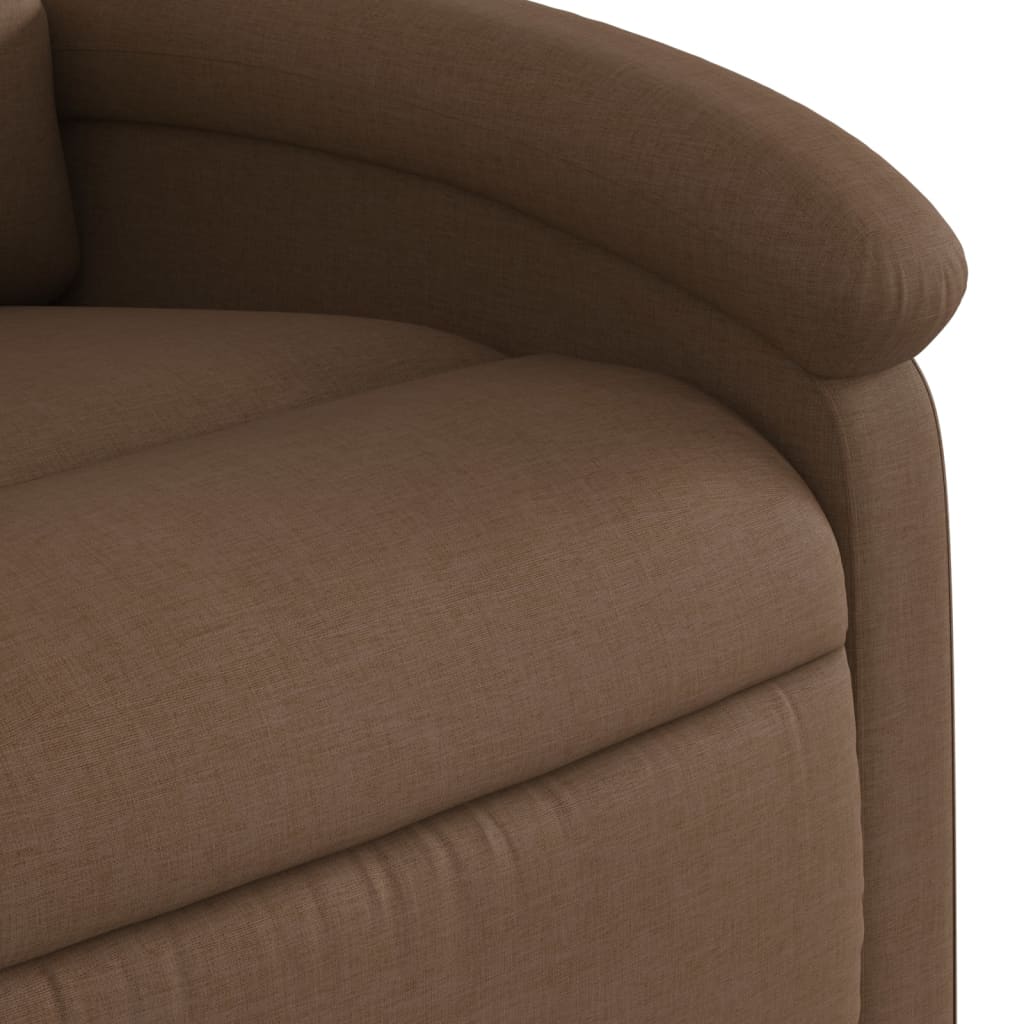 Electric Recliner Chair Brown Fabric