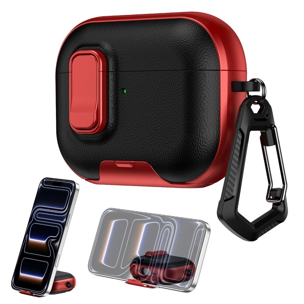 

Secure Lock Texture Earphone Case With Phone Stand For Apple AirPods 4 Pro 3 2 Shockproof Bluetooth Headset Cover With Hook For Airpods Pro