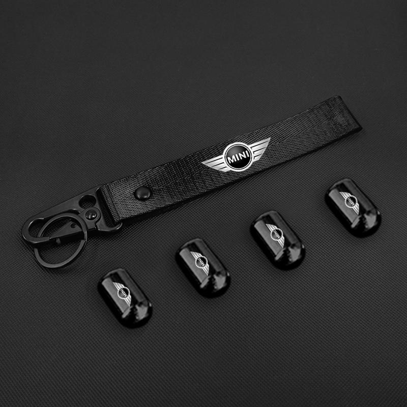 For BMW M E46 E90 E60 Tire Valve Stems Cap Car Keychain Style Wheel Air Valve Cover For BMW Mini Cooper R50 R53 R55 R56 R60 R61 F54 F55 Sticker Q00