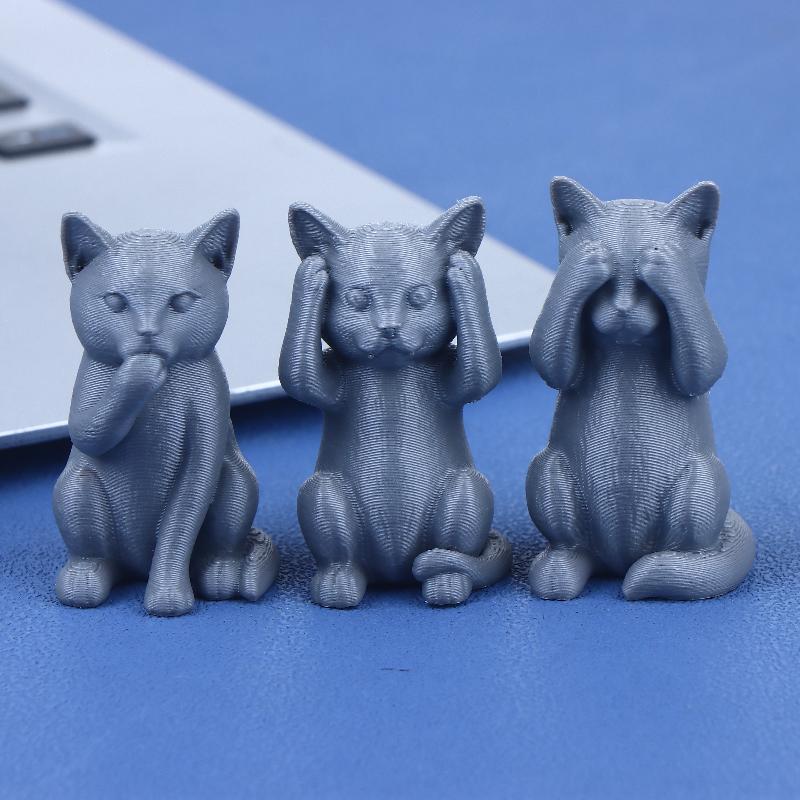 1/3 Stück Drei Weise Nicht Katze Ornament Set Minimalistische Katzenfigur Bedeckte Ohren Mund Augen für Katzenliebhaber Haus Schreibtisch Dekor