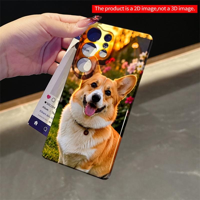 2DFlat Samsung phone case Corgi Sunset Garden Pet Photo Phone Case Applicable to Galaxy S22 S23 S24 S25ULTRA S26 A12 A13 A14 A15 A16
