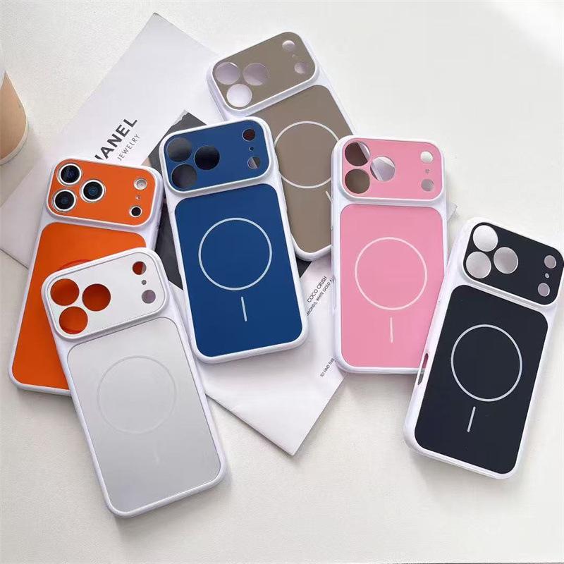 Compatible iPhone 17 Pro Max Magnetic Case - Apple 16 Pro Color Block Large Window Protective Case