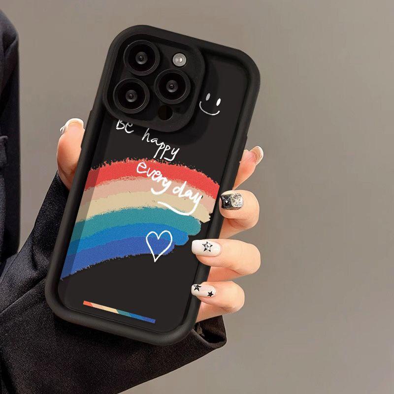 White character smiley face rainbow for iPhone17promax mobile phone case 16 Apple 14 matte 16/15 premium 13