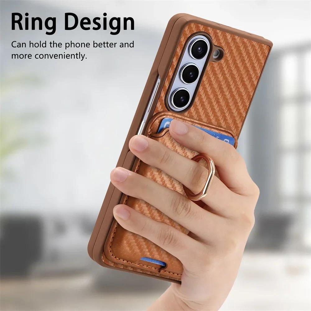 2 in 1 Detachable Carbon Fiber Card Wallet For Samsung Galaxy Z Fold 6 5 4 5G Magnetic Phone Case with Screen Protector Cover