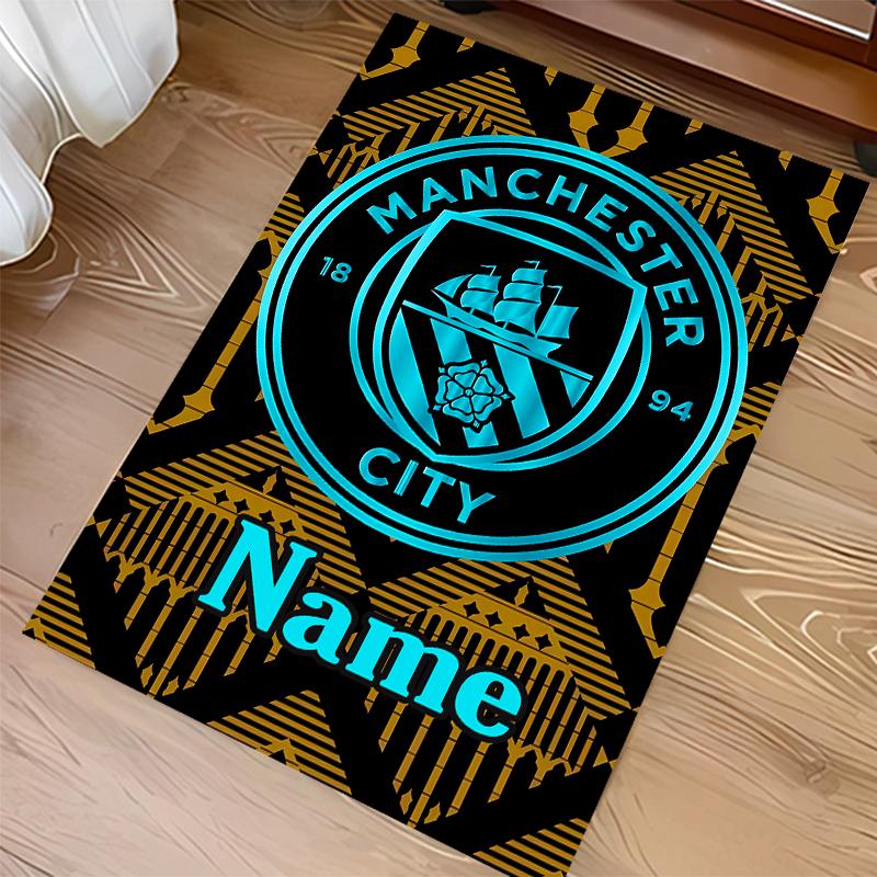 Op maat gemaakte Manchester City F.C. Print Vloerkleed - Zacht, Wasbaar Antislip Binnentapijt, Woonkamer, Huis & Kantoor Decoratief Tapijt