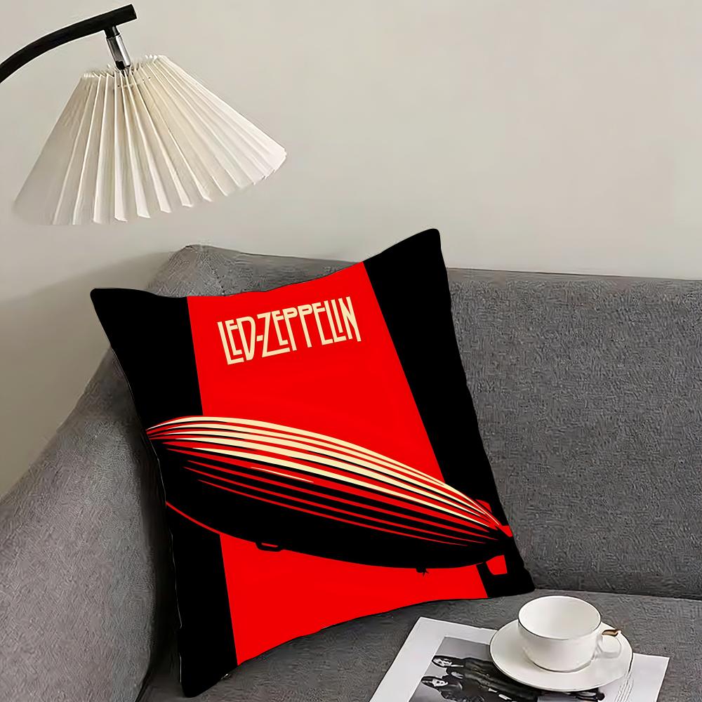 L-Led Zeppelinn Band Cushion Cover Pillowcase Ultra Soft Skin Friendly Fabric Cloud Like Comfort & Concealed Zipper