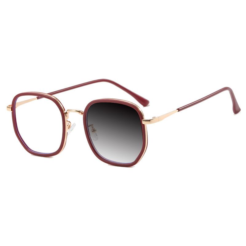New Brand Milk Coffee Color Women Square Frame Photochromic Anti Blue Light Prescription Reading Glasses