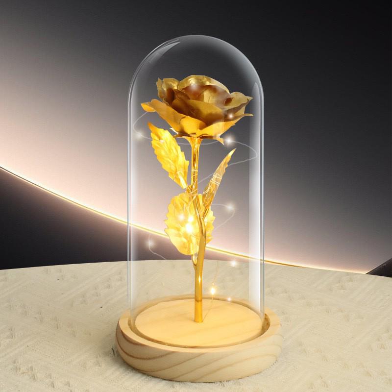 Caixa de Presente Flor Cravo Folha de Ouro - Rosa de Ouro 24K para o Dia dos Namorados Chinês