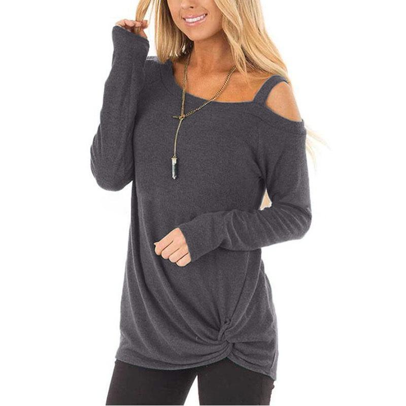 Elegant Women Off One Shoulder Long Sleeve T Shirt Stylish Casual Blouse Tunic Top
