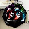 1PC Kiss Music Automatic Folding Umbrella 8-Rib Travel Umbrella with Auto Portable Case, Ideal Gift for Birthdays