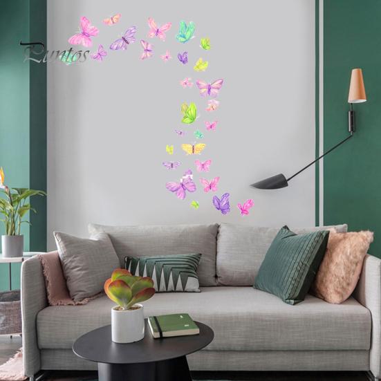 1 arkusz kolorowe naklejki ścienne z motylami samoprzylepny wodoodporny PVC zdejmowany salon dla dzieci dekoracja sypialni dla dziewczyn Wall Art naklejka