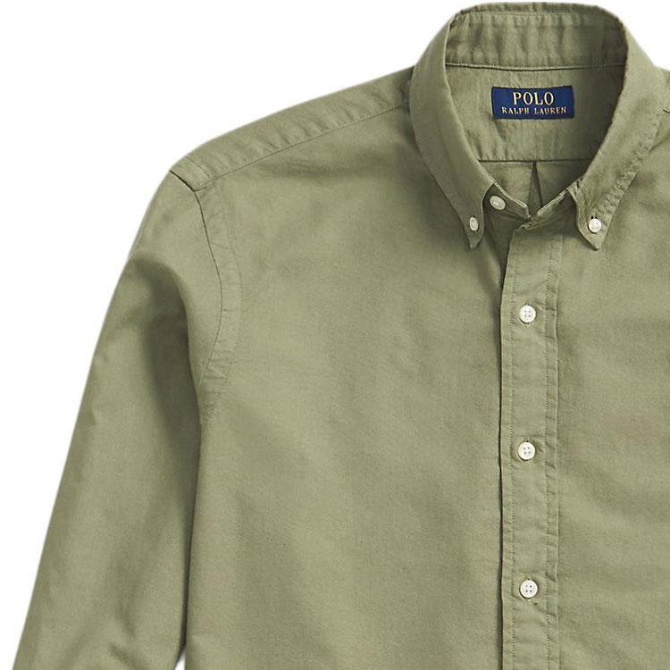 Polo Ralph Lauren Ss23 Solid Color Logo Embroidered Single-Breasted Long Sleeve Shirt Men shirts Green 710847235-034