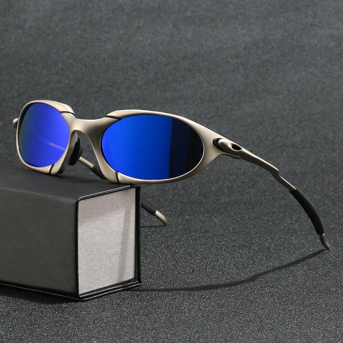 Поляризованные Металлические Песочно-Серебристые Очки для Велоспорта, Солнцезащитные Очки для Альпинизма