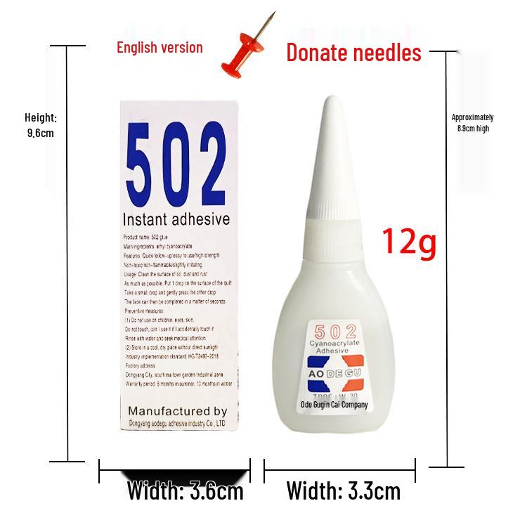 Bilingual 502 Super Glue: Rapid-Dry Adhesive for Home & Office (3-Second Set)