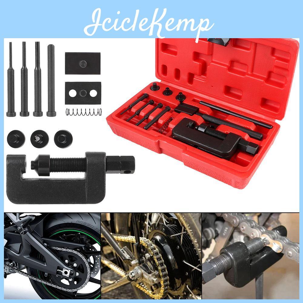 Chain Bike Cam Motorcycle Drive Breaker With Red Case Riveting Repair Tool Kit Motorcycle Accessories Heavy Duty Splitter Link Riveter Set 13pcs