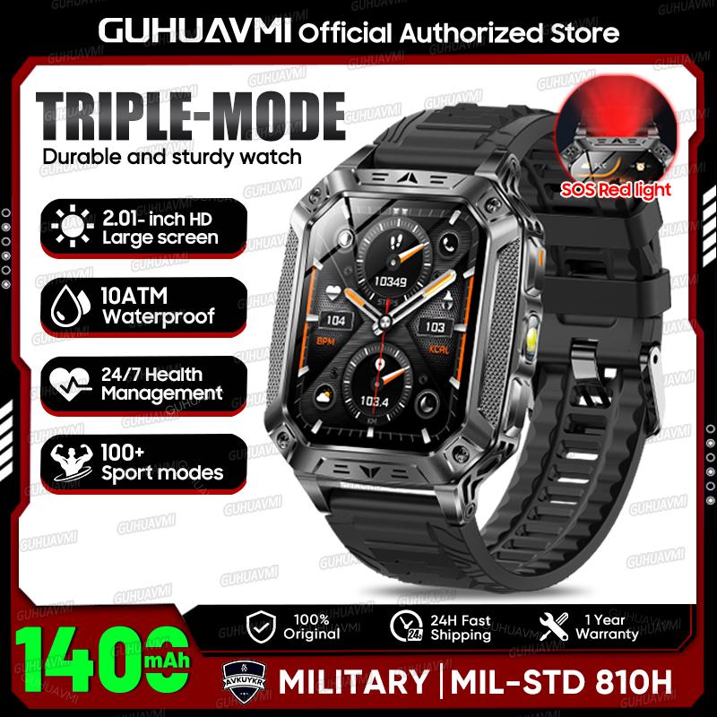 Orologio Smart Sportivo da Uomo per Esterni Batteria Grande 1400mAh Impermeabile Chiamata Vocale Musica Ossigeno nel Sangue Sport Smartwatch uomo donna Fitness