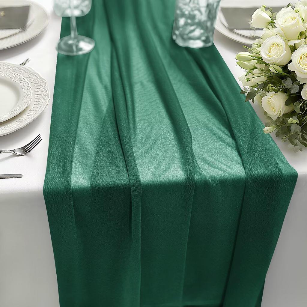 Boho Sheer Chiffon Fabric Table Runner Rustic Romantic Tulle Table Runner for Christmas Wedding Party Birthday Table Decorations