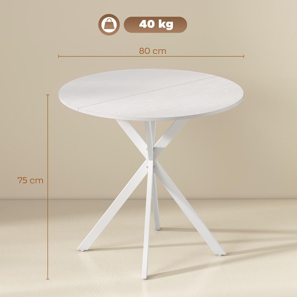 80cm Industrial Round Dining Table - White