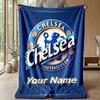 Custom Text Flannel Throw Blanket, Lightweight Cozy Bed Sofa BlanketChelsea FC