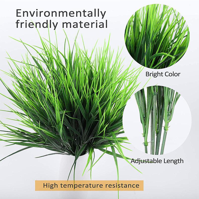 Artificial Green Plant Wall: 7-Fork Plastic Spring Grass for Decoration and Flower Arrangements