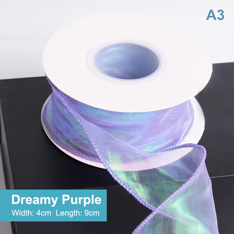 Fishtail Organza Ribbon 4Cm Reflective Iridescent Wavy Edge Ribbon For For Flower Bouquet Gifts Packaging Wedding Decorations