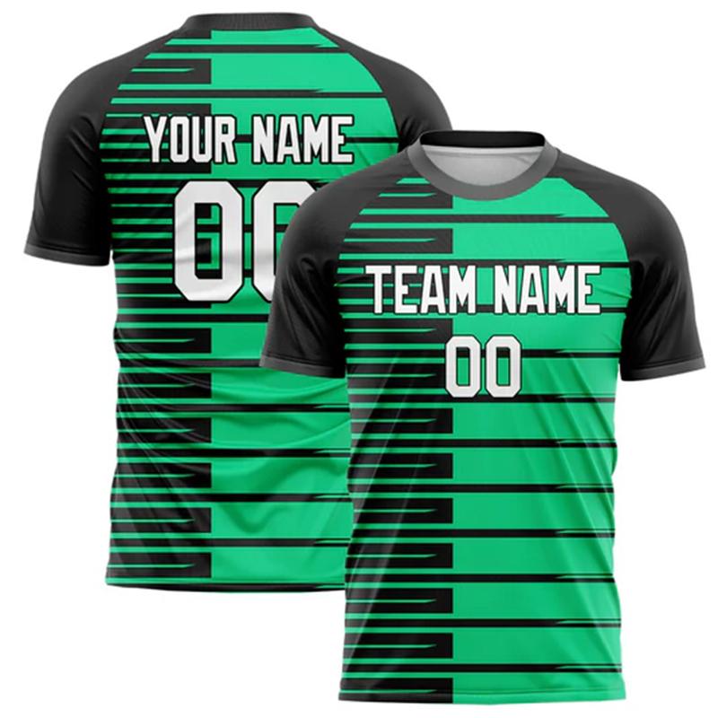 Přizpůsobené Fotbalové Tričko s Názvem Týmu a Číslem Personalizované DIY Kulatý Výstřih Černé Sportovní Trička Volné Rychleschnoucí Týmové Uniformy