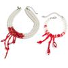 SHIXIN Retro Red Crystal Imitation Pearl Choker Necklace Bracelet Jewelry Set Women Sexy Gothic Party Halloween Accessories