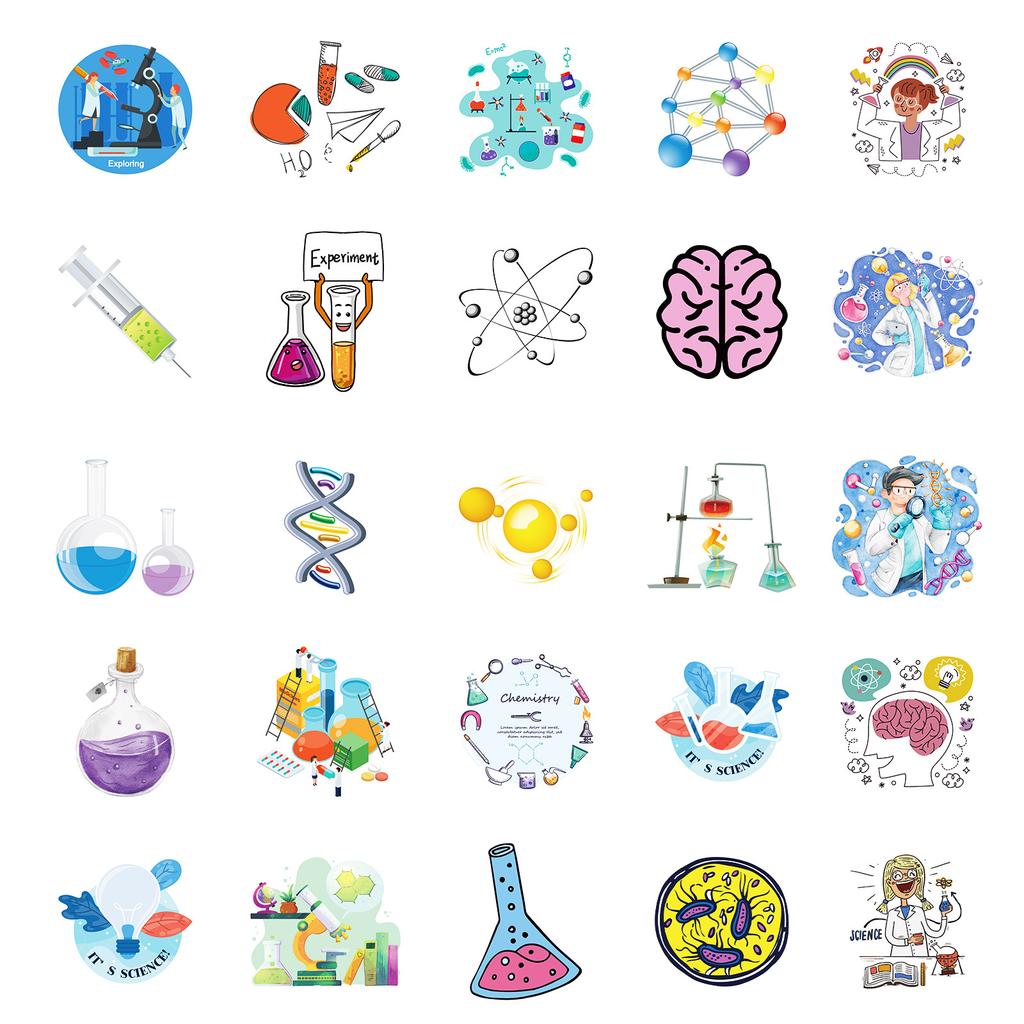 50 Boutique Lab Cartoon Graffiti Collection Stickers Diy Children'S Enlightenment Creative Decoration Waterproof Stickers