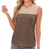 Summer Round Neck Color Blocked Sleeveless Top Short Sleeved Vest for Women Vests