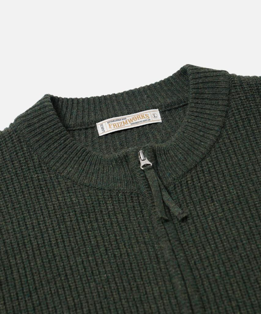 Frizmworks Wool Deck Zip Up Cardigan _ Forest Green