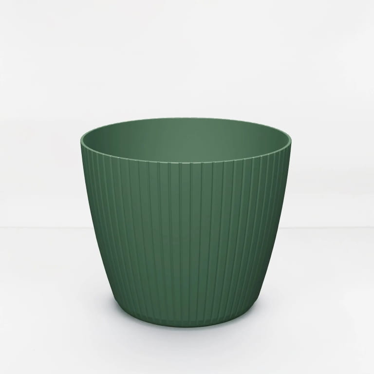 Green Plastic Flowerpot 138x115 Cm, Ribbed Cover Lamia
