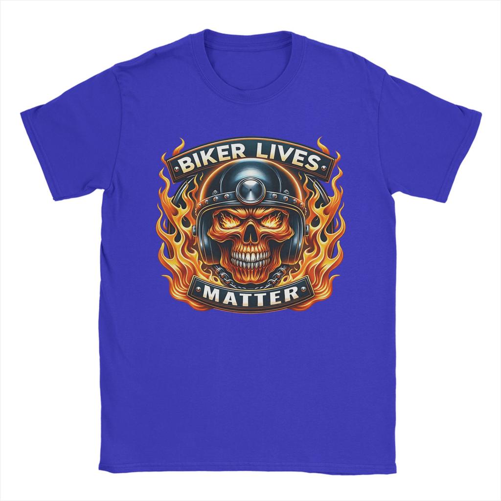 Oversized T Shirt Summer Biker Lives Matter Fiery Skull Rider Novelty TShirts Pure Cotton Tshirt for Unisexs Awesome Top Tees
