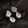 ZAKOL New Leaf Water Drop Zircon Dangle Earrings for Women Luxury European and American Bridal Wedding Zircon